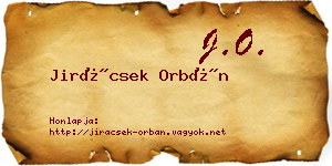 Jirácsek Orbán névjegykártya